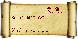 Kropf Máté névjegykártya
